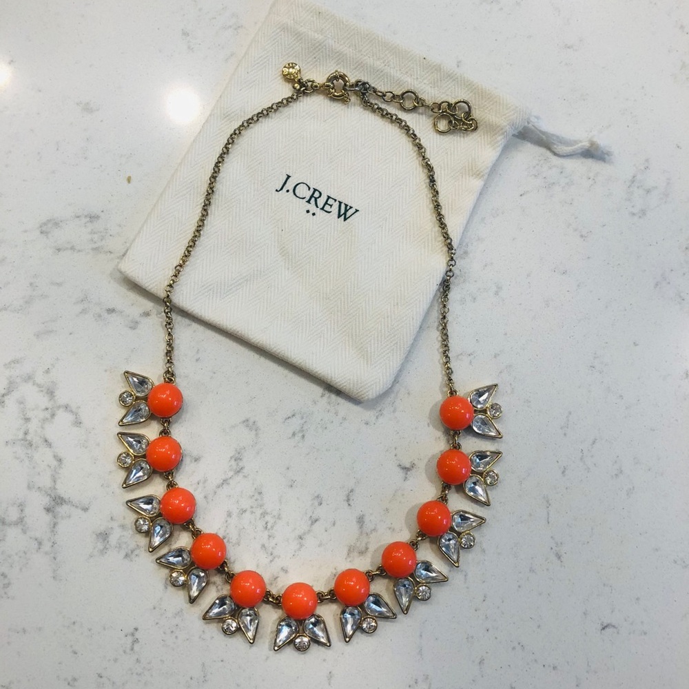 J. Crew coral jeweled necklace